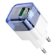 Зарядний пристрій Hoco C131A 30W 3A USB-A+USB-C transparent blue PLS-00-00141793