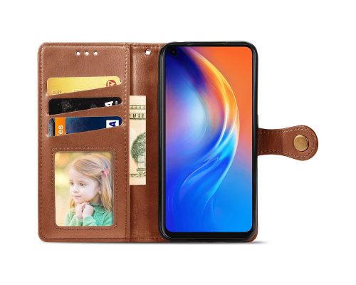 Чохол-книжка Leather GETMAN with card holder TECNO Spark 10 Pro brown PLS-00-00128942