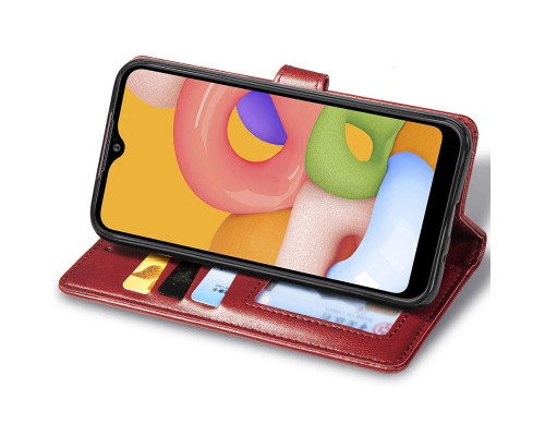 Чохол-книжка Leather GETMAN with card holder Samsung A055 Galaxy A05 red PLS-00-00128822