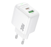 Зарядний пристрій Borofone BAS45A PD30W+QC3.0 USB-A+USB-C white PLS-00-00137989