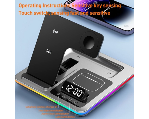 Бездротовий зарядний пристрій A93 4в1 30W silver PLS-00-00138054