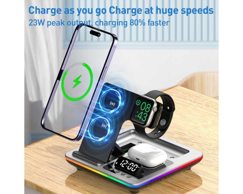 Бездротовий зарядний пристрій A93 4в1 30W silver PLS-00-00138054