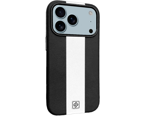 Чохол шкіряний Rally with Magnetic для iPhone 17 Pro black white PLS-00-00160024