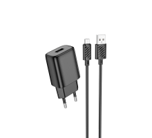 Зарядний пристрій Hoco C134A 12W 2.4A USB-A з кабелем Micro USB black PLS-00-00139613