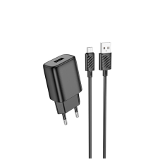 Зарядний пристрій Hoco C134A 12W 2.4A USB-A з кабелем Micro USB black PLS-00-00139613