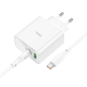 Зарядний пристрій Hoco C113A 65W 3A USB-A+USB-C з кабелем Type-C white PLS-00-00139566