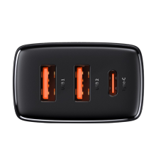Зарядний пристрій Baseus Compact 30W 3A 2USB-A+1USB-C black PLS-00-00079876