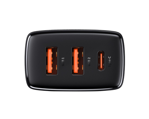 Зарядний пристрій Baseus Compact 30W 3A 2USB-A+1USB-C black PLS-00-00079876