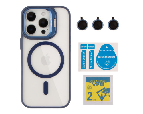 Чохол TPU+PC+Metal Stand Case with MagSafe and Camera Lenses для iPhone 16 Pro Max М'ята упаковка Dark Blue ma66995_167127 2020000504290