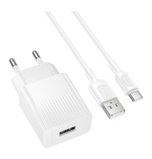 Мережевий Зарядний Пристрій Borofone BAS71A 1USB 2.1A+USB to Type-C Білий ma38207_3667879
