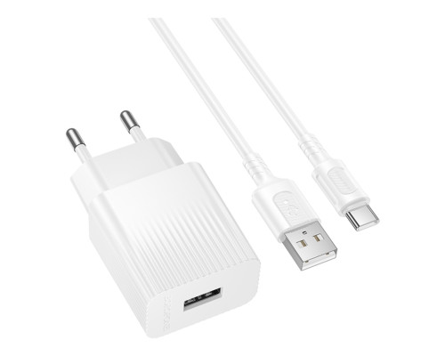 Мережевий Зарядний Пристрій Borofone BAS71A 1USB 2.1A+USB to Type-C Білий ma38207_3667879
