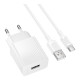 Мережевий Зарядний Пристрій Borofone BAS71A 1USB 2.1A+USB to Type-C Білий ma38207_3667879