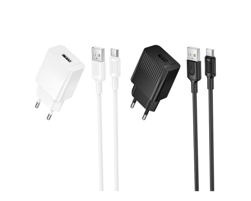 Мережевий Зарядний Пристрій Borofone BAS71A 1USB 2.1A+USB to Type-C Білий ma38207_3667879