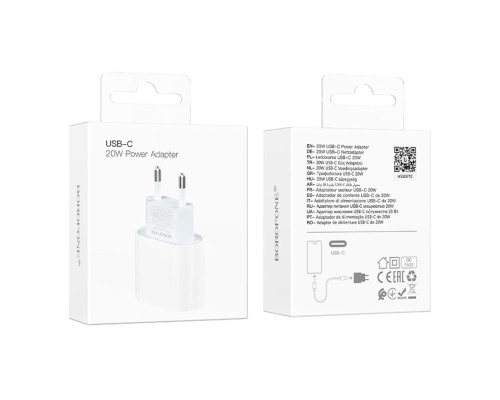 Мережевий Зарядний Пристрій Borofone BA100A 1USB-C PD/QC 20W Бiлий ma38055_3667385