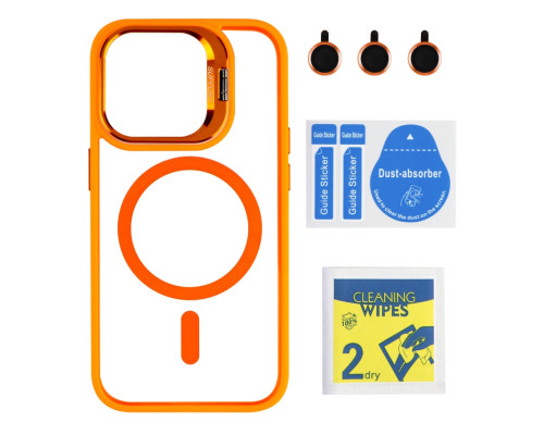 Чохол TPU+PC+Metal Stand Case with MagSafe and Camera Lenses для iPhone 14 Pro М'ята упаковка Orange ma80715_205039 2020000505716