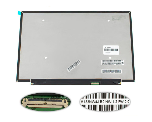 Матриця 13.3" M133NW4J R0 (1920*1200, 30pin(eDP, 300cd/m2 100% sRGB), LED, SLIM(без вушок та планок), матова, роз'єм праворуч внизу) для ноутбука NBB-120803