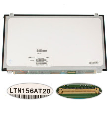 Матриця 15.6" LTN156AT20 (1366 * 768, 40pin, LED, SLIM (вертикальні вушка), глянсова, роз'єм справа внизу) для ноутбука (renew) NBB-123339