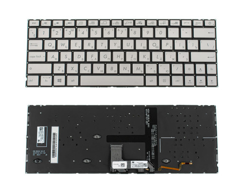 Клавіатура для ноутбука ASUS (UX334 series) rus, silver, без кадру, підсвічування клавіш (оригінал) NBB-124553
