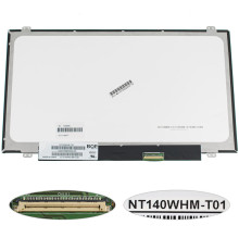 Матриця 14.0" NT140WHM-T01 touch (1366 * 768, 40pin (eDP), LED, SLIM (вертикальні вушка), глянець, роз'єм справа внизу) для ноутбука NBB-125005