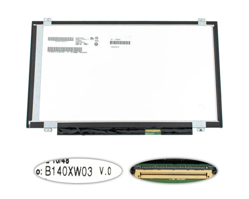 УЦІНКА! Матриця 14.0" B140XW03 V.0 (1366*768, 40pin, LED, SLIM (вертикальні вушка), глянсова, роз'єм праворуч внизу) для ноутбука NBB-128563