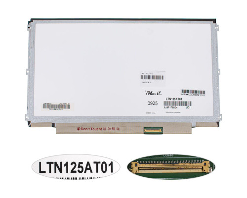 Матриця 12.5" LTN125AT01 (1366 * 768, 40pin, LED, SLIM (горизонтальні вушка), матова, роз'єм справа внизу) для ноутбука NBB-132182