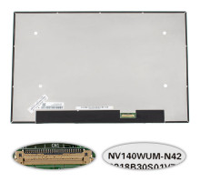 Матриця 14.0" NV140WUM-N42 (1920 * 1200, 30pin (eDP, IPS), LED, SLIM (без додаткової панелі), матові, роз'єм справа внизу) для ноутбука NBB-132255