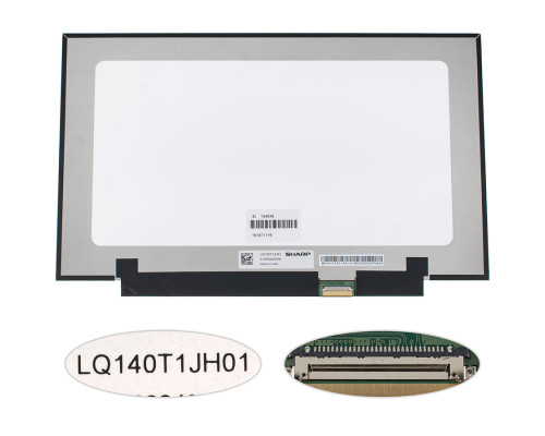 Матриця 14.0" LQ140T1JH01 (1366*768, 30pin(eDP), LED, SLIM (без планок та вушок), матова, роз'єм праворуч внизу) для ноутбука NBB-134049