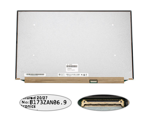 Матриця 17.3" B173ZAN06.9 (3840*2160, 40pin(eDP, IPS, 144hz, 500cd/m2, перенесення кольорів 100%), LED, SLIM(без планок і вушок), матова, роз'єм справа внизу) для ноутбука NBB-134152