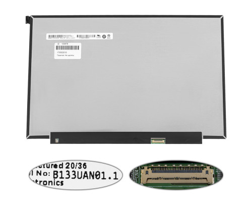 Матриця 13.3" B133UAN01.1 (1920*1200, 30pin(eDP, IPS), LED, SLIM(без планок та вушок), матова, роз'єм праворуч внизу) для ноутбука NBB-134978