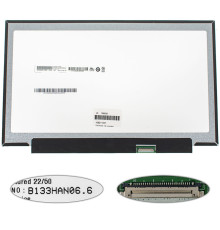 Матриця 13.3" B133HAN06.6 (1920*1080, 30pin(eDP, 220cd/m2, 45% NTSC, IPS)), LED, SLIM(без планок та вушок), глянець, роз'єм справа внизу) для ноутбука NBB-138826