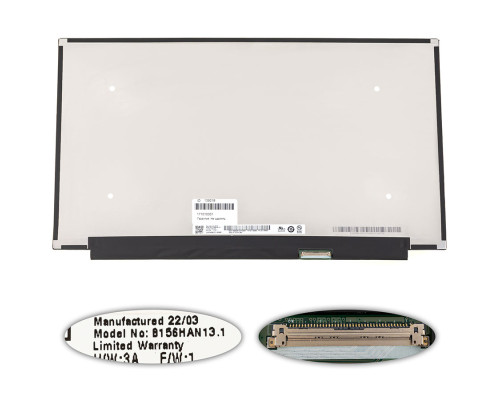 УЦІНКА! Матриця 15.6" B156HAN13.1 (1920*1080, 40pin(eDP, IPS, 120HZ, 16.7M, 45% NTSC), LED, SLIM(без планок та вушок), матова, роз'єм справа внизу)