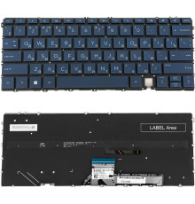 Клавіатура для ноутбука HP (14-EF) rus, dark blue, без фрейма, підсвітка клавіш