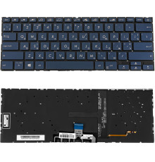 Клавиатура для ноутбука ASUS (UX434 series) ukr, blue, без фрейма, подсветка клавиш(ОРИГИНАЛ)