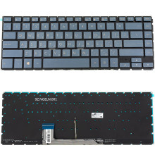 Клавіатура для ноутбука ASUS (W700 series) rus, blue-gray, без фрейму, підсвічування клавіш (ОРИГИНАЛ)