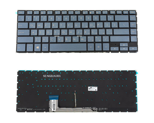 Клавіатура для ноутбука ASUS (W700 series) rus, blue-gray, без фрейму, підсвічування клавіш (ОРИГИНАЛ) NBB-139587