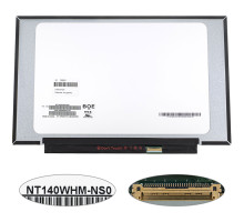 Матриця 14.0" NT140WHM-NS0 (1366*768, 30pin(eDP), LED, SLIM (без планок та вушок), матова, роз'єм праворуч внизу) для ноутбука NBB-139591