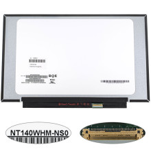 Матриця 14.0" NT140WHM-NS0 (1366*768, 30pin(eDP), LED, SLIM (без планок та вушок), матова, роз'єм праворуч внизу) для ноутбука NBB-139591