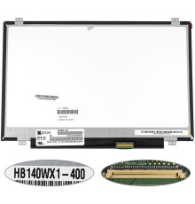 Матриця 14.0 HB140WX1-400 (1366*768, 40pin, LED, SLIM (вертикальні вушки), глянець, роз'єм праворуч знизу) для ноутбука