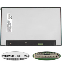 Матриця 13.3" NV133WUM-T00 touch (1920 * 1200, 40pin (eDP, IPS) LED, SLIM (без додаткової панелі), матова, роз'єм справа внизу) для ноутбука