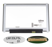 Матриця 13.3 LM133LF5L01 (1920*1080, 30pin(eDP, IPS) LED, SLIM(вертикальні вушки), матова, роз'єм праворуч знизу) для ноутбука NBB-140363