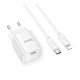 Мережевий Зарядний Пристрій Hoco C146A 1USB-C PD/QC 20W+Type-C to Lightning Колір Бiлий 6942007630252 ma35278_3345664