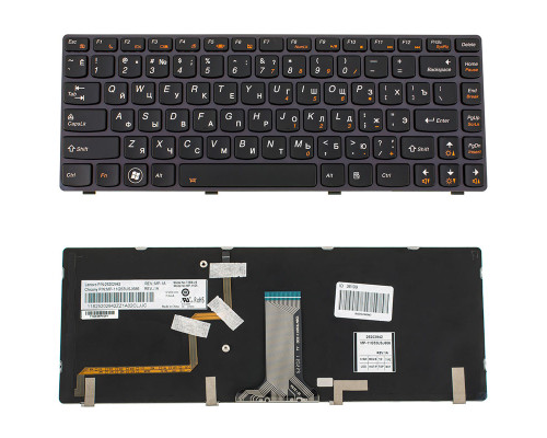 Клавіатура для ноутбука LENOVO (Y480, Y485) rus, black, підсвічування клавіш NBB-36109