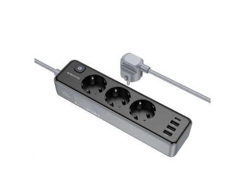 Мережевий Подовжувач Borofone BAC8 (1C3A)(EU)(L=3M) Колір Чорний 6941991116643