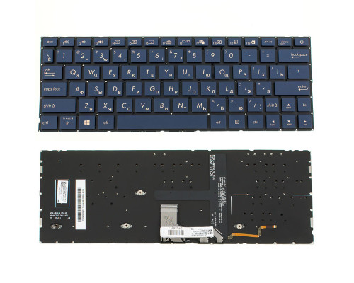 Клавіатура для ноутбука ASUS (UX334 series) rus, blue, без фрейма, підсвічування клавіш NBB-79014