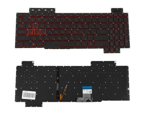 Клавіатура для ноутбука ASUS (FX504 series) rus, black, без фрейма, підсвічування клавіш (RED) NBB-83507