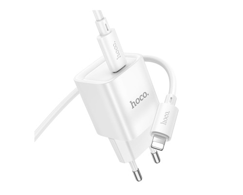 Мережевий Зарядний Пристрій Hoco C146A 1USB-C PD/QC 20W+Type-C to Lightning Колір Бiлий 6942007630252 ma35278_3345664