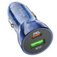Автомобільний Зарядний Пристрій Hoco Z47A Transparent PD30W+QC3.0 Колір Прозорий синій