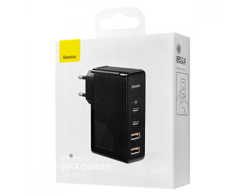 МЗП Baseus GaN2 Pro Quick Charger 100W (2Type-C + 2USB) black 2001000387069 6953156204683