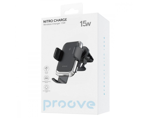 Автомобільний тримач з Бездротовим ЗП Proove Nitro Charge 15W dark gray 2001001847142 6901114737698