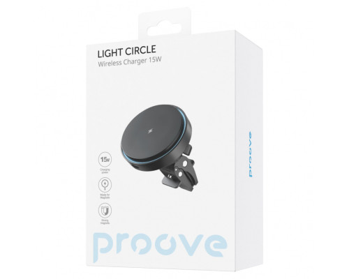 Тримач в машину з Бездротовим ЗП Proove Light Circle 15W black